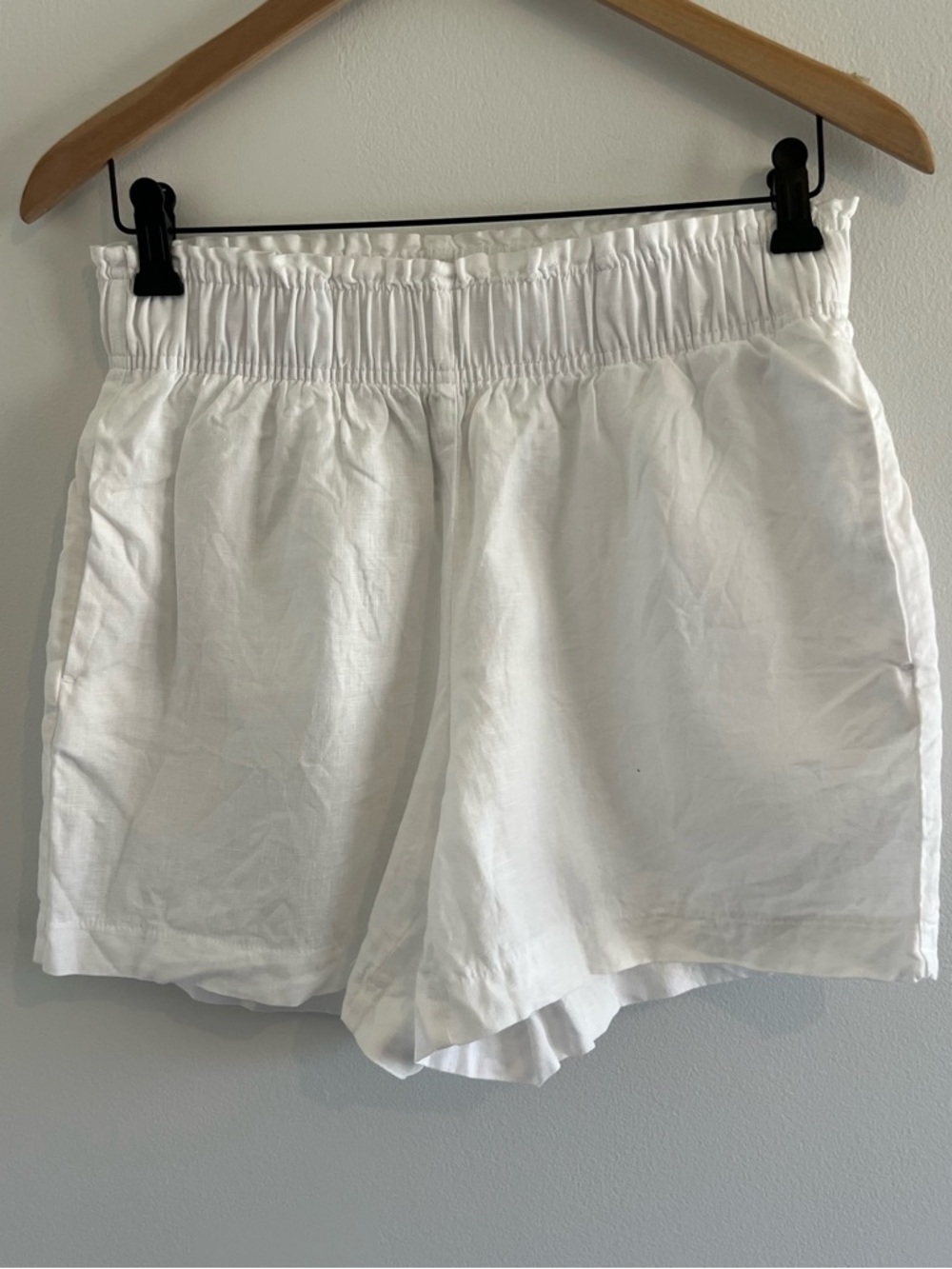 Quince White High-Waist Linen Shorts - Picture 6 of 8